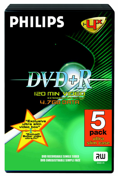 Philips DVDRW1S04/850 4.7ГБ DVD+R 5шт чистый DVD