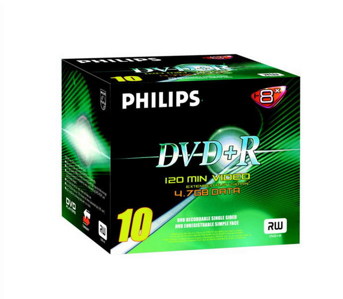 Philips DVDR1S08/200 4.7GB DVD+R 10pc(s) blank DVD