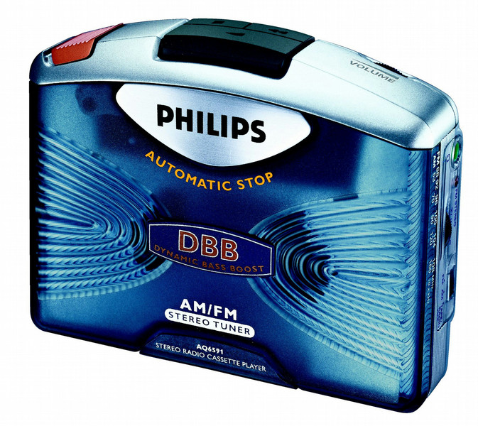 Philips AQ6591/00 1дека(и) Синий, Cеребряный кассетный плеер