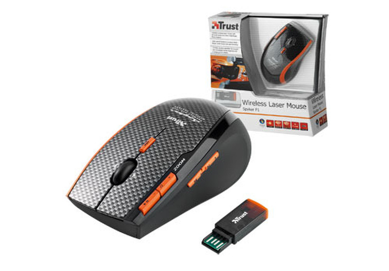 Trust Spyker F1 Wireless Laser Mouse Беспроводной RF Лазерный 1600dpi компьютерная мышь