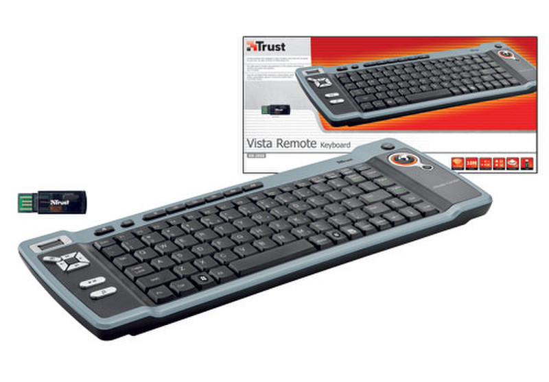 Trust Vista Remote Keyboard KB-2950 RF Wireless QWERTY Schwarz Tastatur