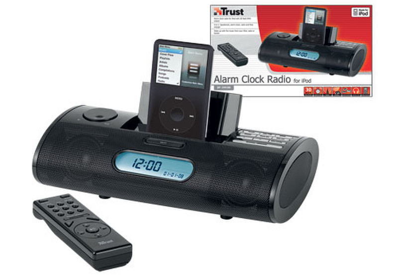 Trust Alarm Clock Radio for iPod SP-2993Bi 30W Schwarz Docking-Lautsprecher