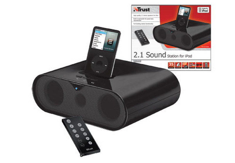 Trust 2.1 Sound Station for iPod SP-2994Bi 2.1канала 35Вт Cеребряный мультимедийная акустика