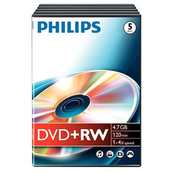 Philips 4.7 GB/120 min 4x 4.7GB DVD+RW 5pc(s)