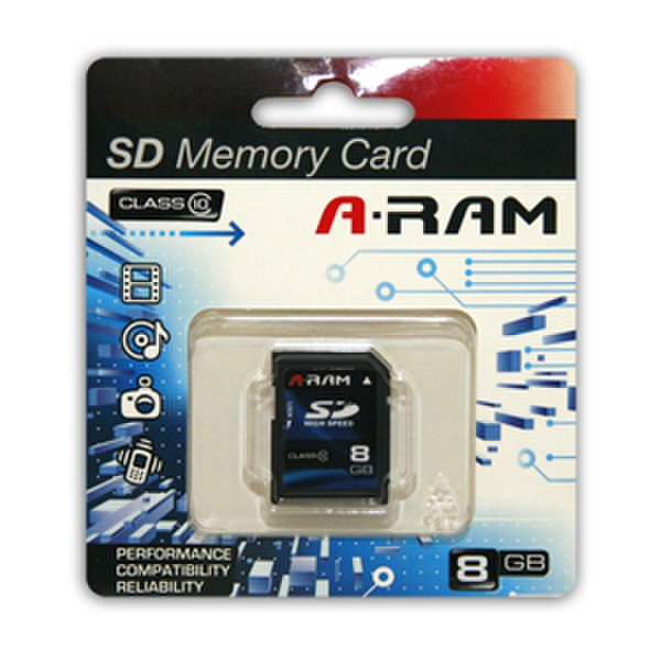A-RAM ARSDCL10-8GB 8ГБ SDHC Class 10 карта памяти