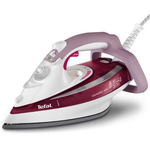 Tefal Aquaspeed FV5333 Trocken- & Dampfbügeleisen Ultragleitende Bügelsohle 2400W Rot, Weiß