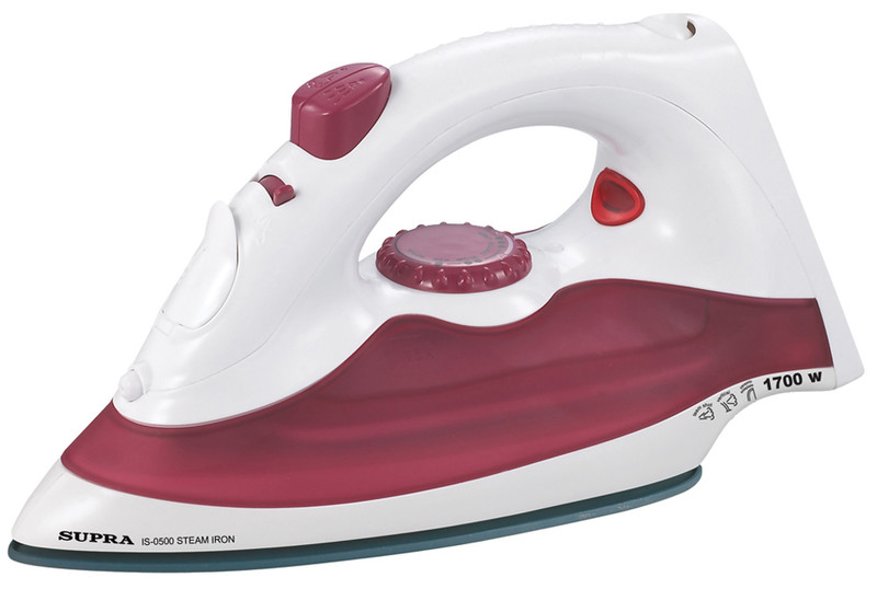 Supra IS-0500 Dry & Steam iron Ceramic soleplate 1700W Red,White