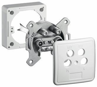 1aTTack 7670898 2x SAT + TV + Radio Silber, Weiß Steckdose