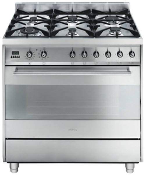 Smeg C9GMXNL Freestanding Gas hob B Stainless steel cooker