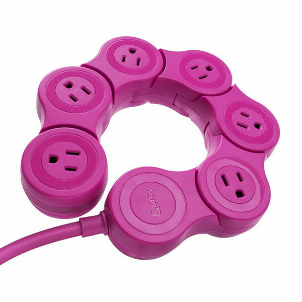 Quirky Pivot Power 6AC outlet(s) 1.83m Pink Spannungsschutz