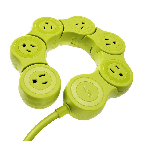 Quirky Pivot Power 6AC outlet(s) 1.83m Green surge protector