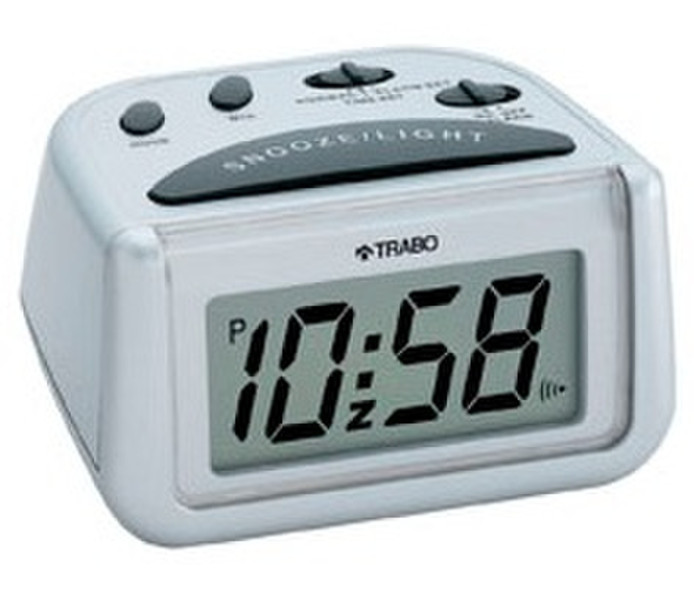 TRABO FA010S Digital table clock Rechteckig Weiß Tischuhr
