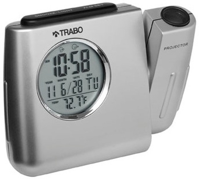 TRABO FA033 Digital table clock Rund Silber Tischuhr