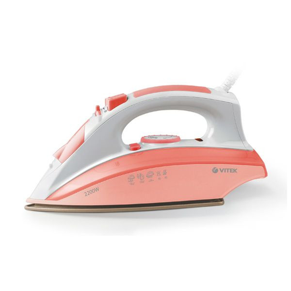 Vitek VT-1201(CR) Dry & Steam iron Ceramic soleplate 2200W Pink,White iron