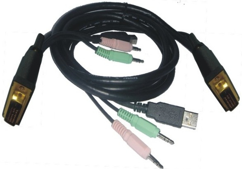 Power Communication Tech 1.8m DVI-I, USB2.0, 2x 3.5mm Audio - DVI-I, USB2.0, 2x 3.5mm Audio
