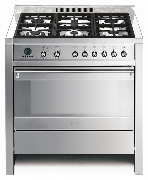 Smeg CS19NL - 6 Freestanding Gas hob A Stainless steel cooker