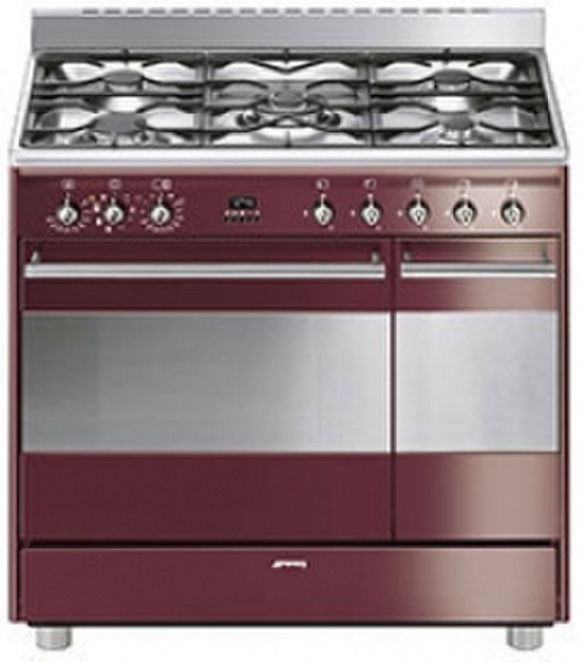 Smeg SCB92MRW8 Freestanding Gas hob A Brown,Stainless steel cooker