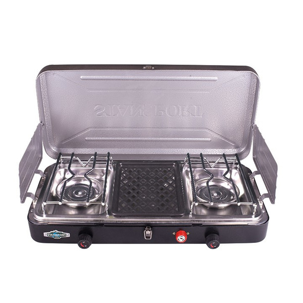 Stansport 212-600 Tisch Gas Schwarz, Silber Kochfeld