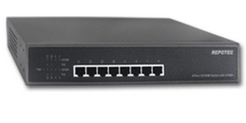 REPOTEC RP-PE844H Fast Ethernet (10/100) Power over Ethernet (PoE) Черный сетевой коммутатор
