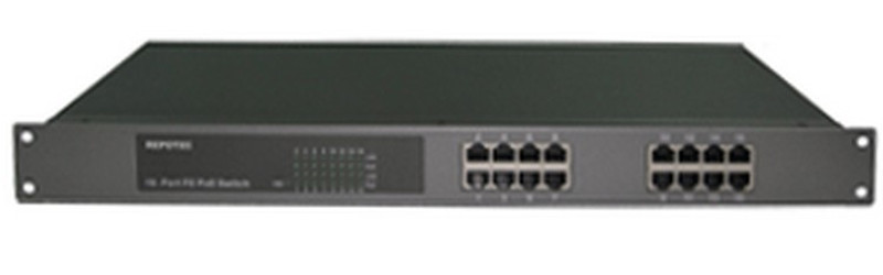 REPOTEC RP-PE1600 Fast Ethernet (10/100) Power over Ethernet (PoE) Черный сетевой коммутатор