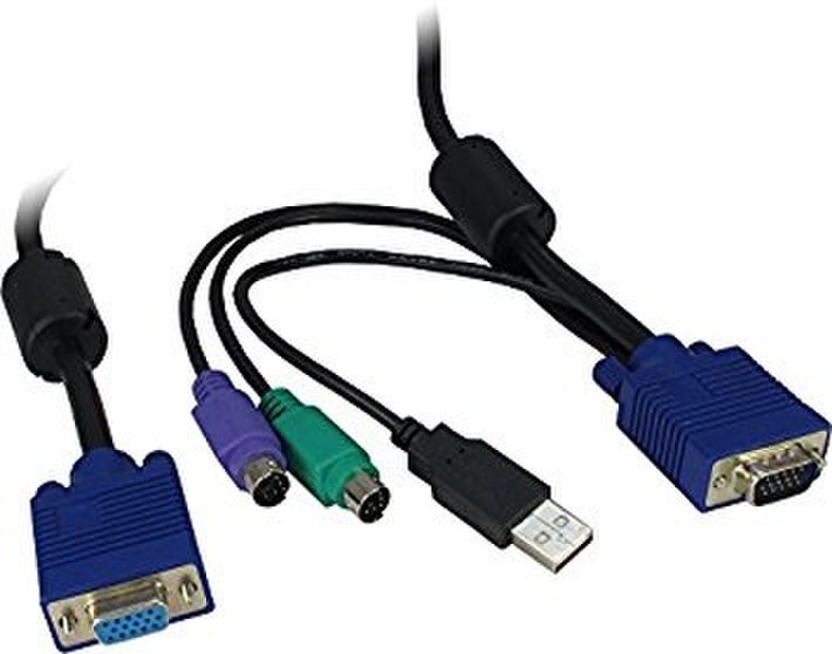 Inter-Tech 88887055 3m Black keyboard video mouse (KVM) cable