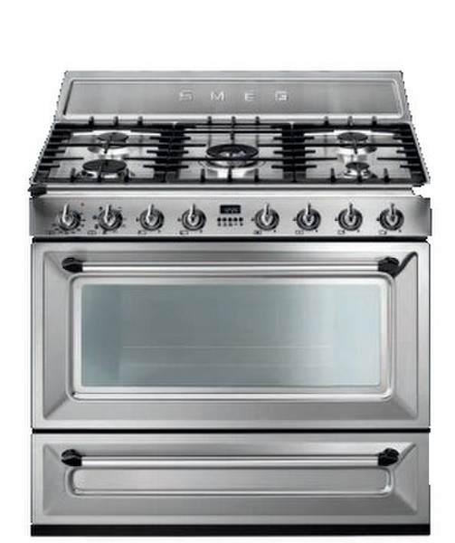 Smeg TRI90X Freestanding Gas hob B Stainless steel cooker