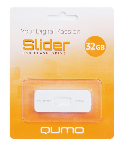 QUMO Slider 01 32GB 32ГБ USB 2.0 Белый USB флеш накопитель