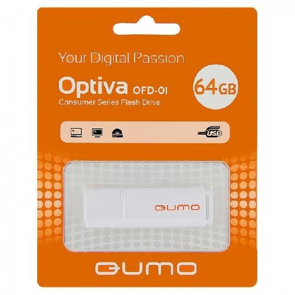 QUMO Optiva 01 64GB 64GB USB 2.0 Type-A White USB flash drive