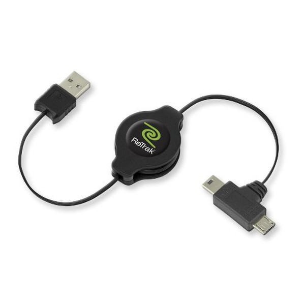 ReTrak ETCABLEREAD 1м USB A Micro-USB B/Mini-USB B Черный кабель USB