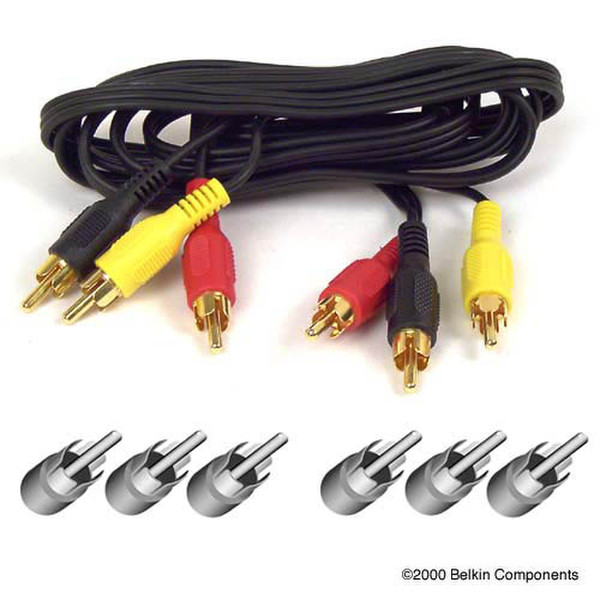 Belkin Audio Video Cable, 6 feet 1.8м 3 x RCA Черный композитный видео кабель