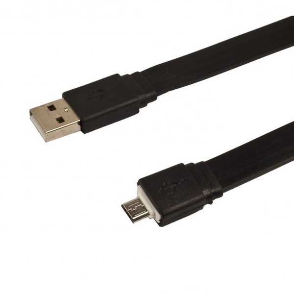 Techly Flat Cable USB AM to Micro USB M Black 1 m ICOC MUSB-A-FLB