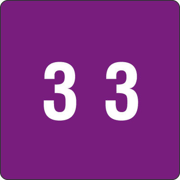 Smead DCC Color Coded Numeric Labels Purple - Number 3 250pc(s) self-adhesive label