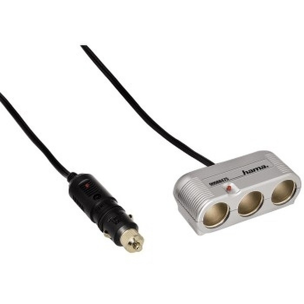 Hama 3-way Distributor Cigarette Lighter Socket, 12 V Silver power adapter/inverter