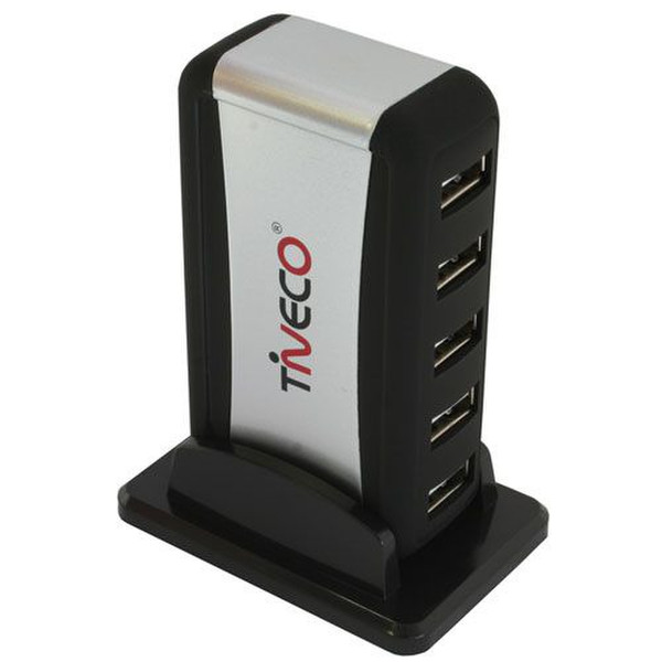 Tiveco TM-UH710 480Мбит/с Черный, Cеребряный хаб-разветвитель