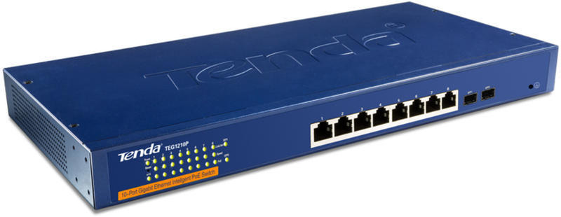 Tenda TEG1210P Gigabit Ethernet (10/100/1000) Power over Ethernet (PoE) 1U Синий