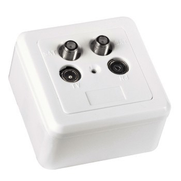 Hama SAT Terminal Socket, pure white, gold-plated White outlet box