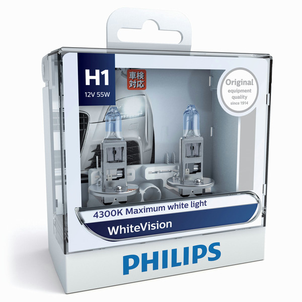 Philips WhiteVision 12258WHVS2 Н1 55Вт PK22s 1450лм лампа для автомобилей