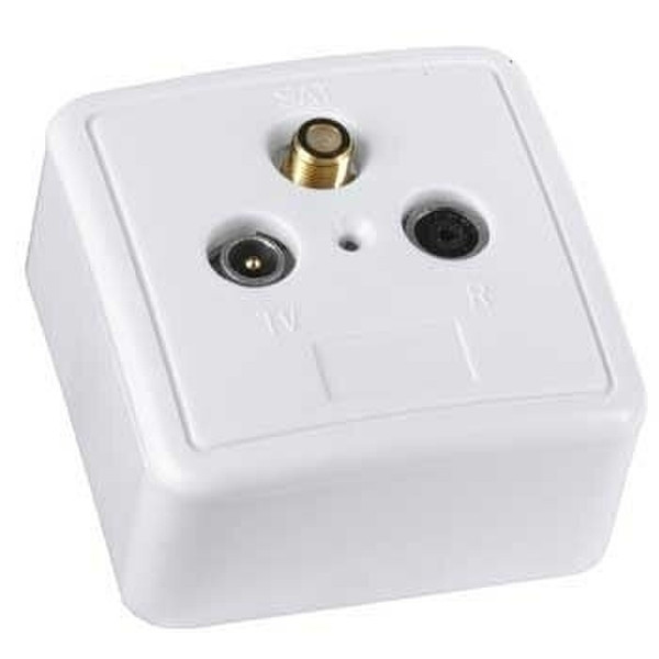 Hama SAT Terminal Socket, pure white, gold-plated White outlet box