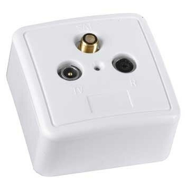 Hama SAT Intermediate Wall Outlet, pure white, gold-plated White outlet box
