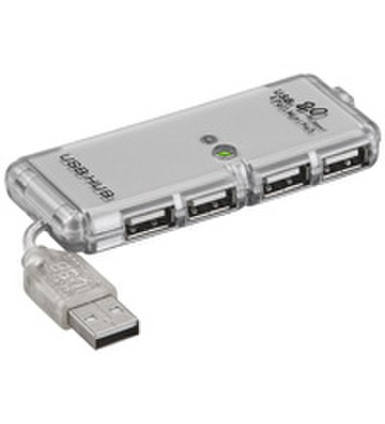 Wentronic USB - HUB 4 Port Mini Hub USB 2.0 Silber Schnittstellenhub