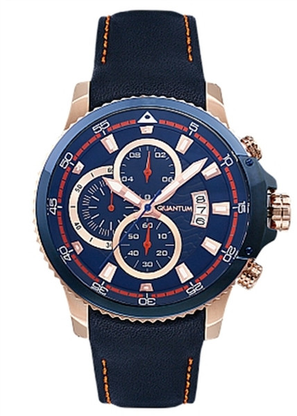 Quantum ADG351.02 Wristwatch Male Quartz Blue,Gold watch
