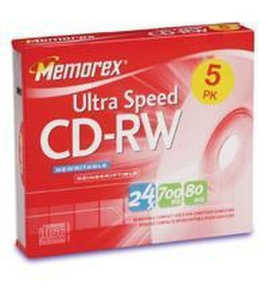Memorex CD-RW Ultra Speed 5 Pack CD-RW 700MB 5pc(s)