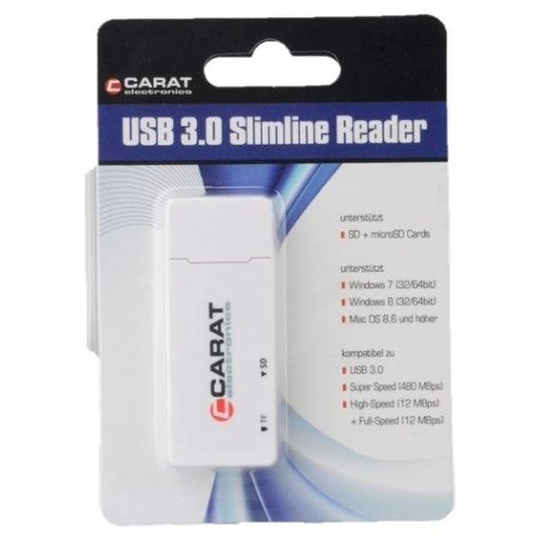 Carat Slimline USB 3.0 (3.1 Gen 1) Type-A White card reader