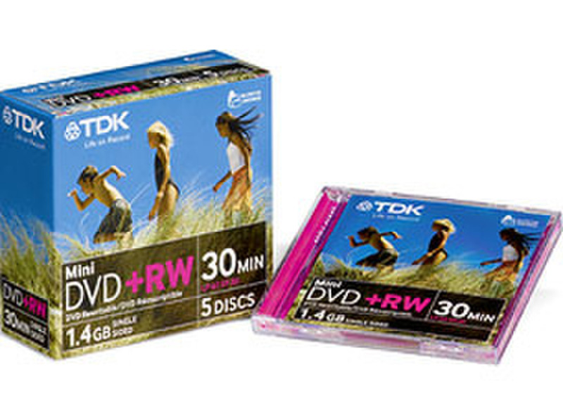 TDK DVD+RW 8cm 5pk 1.4GB DVD+RW 5Stück(e)