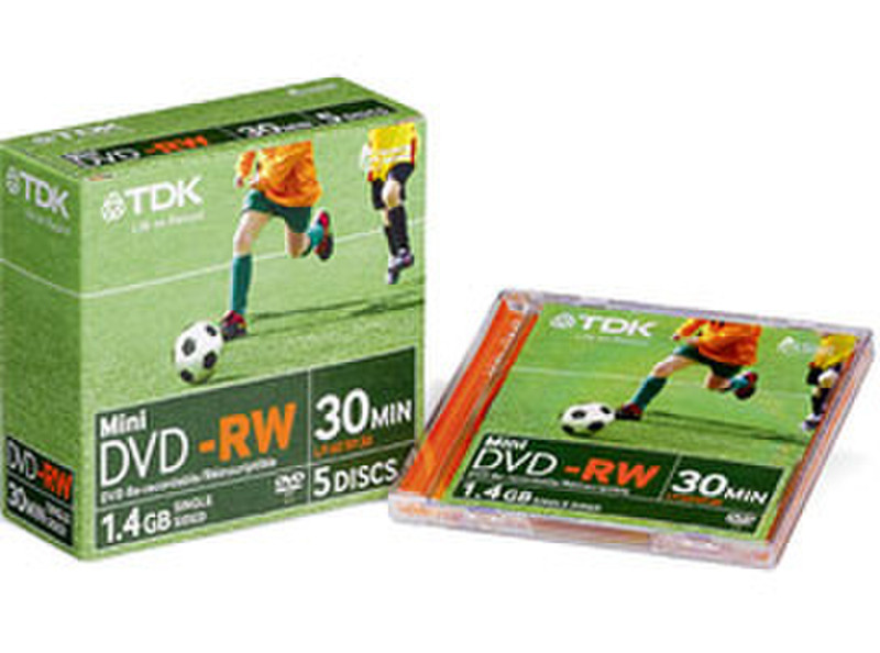 TDK DVD-RW 8cm 5pk 1.4GB DVD-RW 5Stück(e)