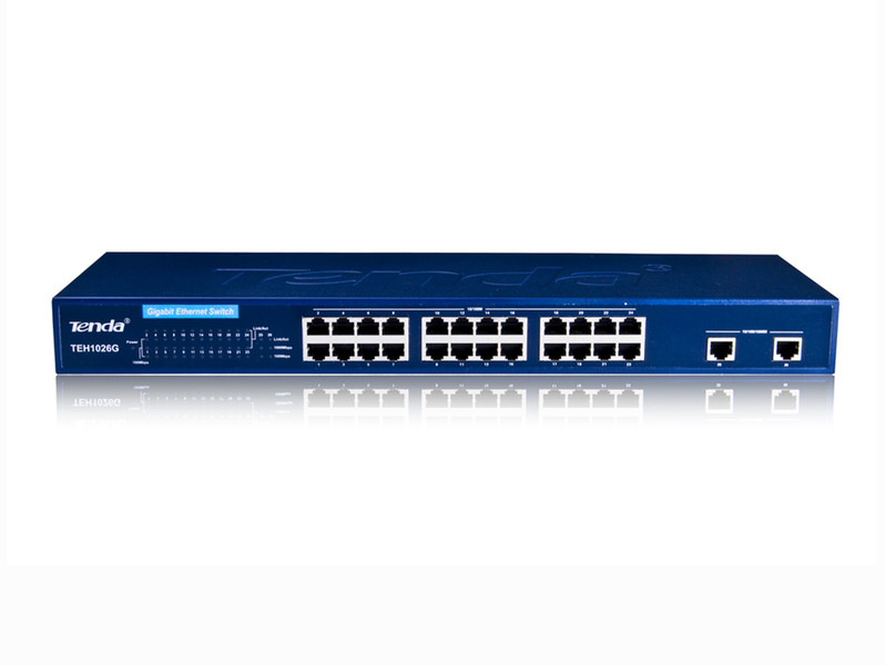 Tenda TEH1026G Неуправляемый L2 Fast Ethernet (10/100) 1U Синий
