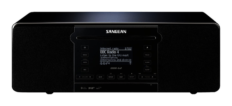 Sangean DDR-62 Analog & digital 14Вт Черный CD радио