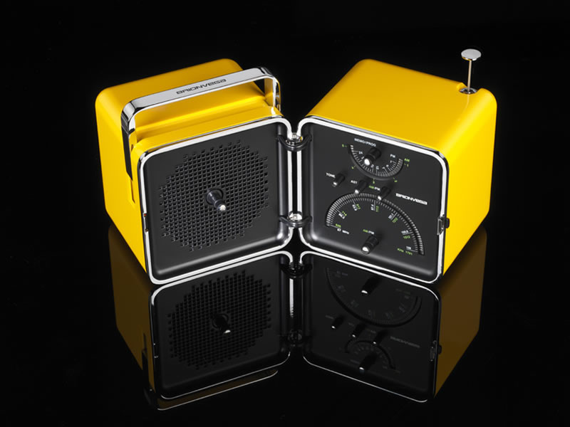 Brionvega Radio Cubo Portable Analog & digital Yellow