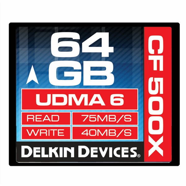 Delkin 64GB CF 500X UDMA 6 64GB CompactFlash memory card