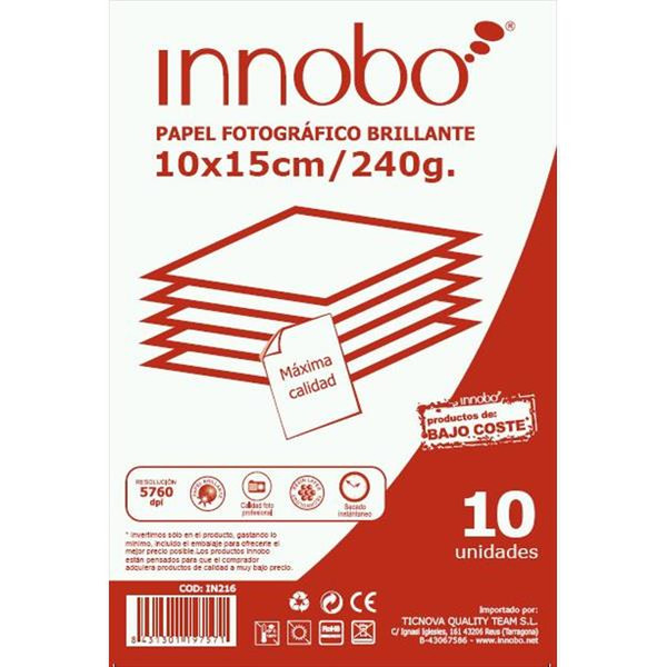 Innobo 10x15 240GR 10H Gloss White inkjet paper